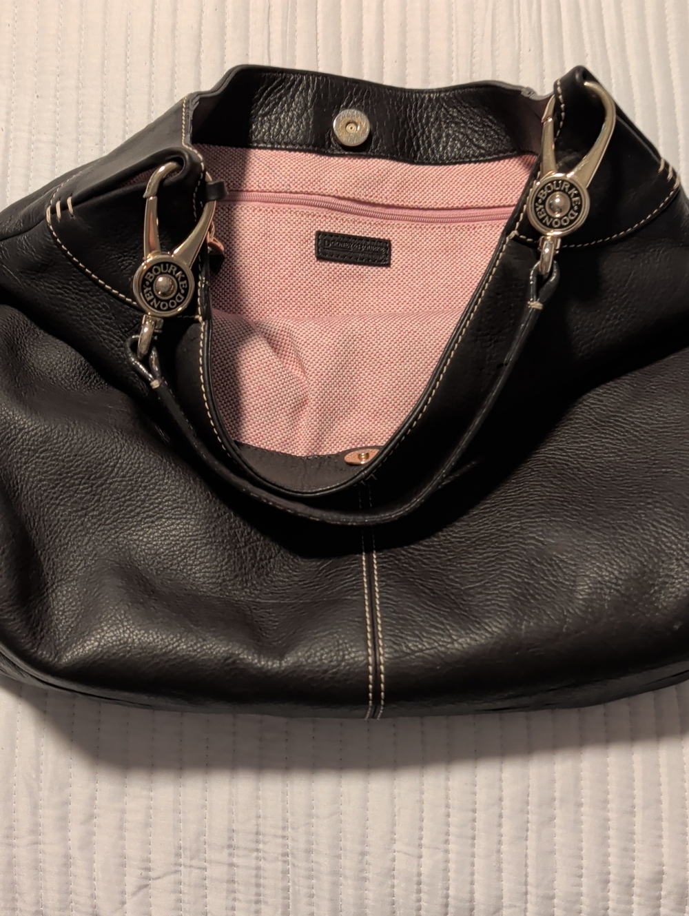 Dooney & Bourke Dark Brown Leather Shoulder Bag with Logo Lock EUC - Picture 6 of 8